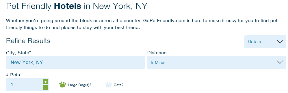 Search for hotels that will accomodate your German Shepherd